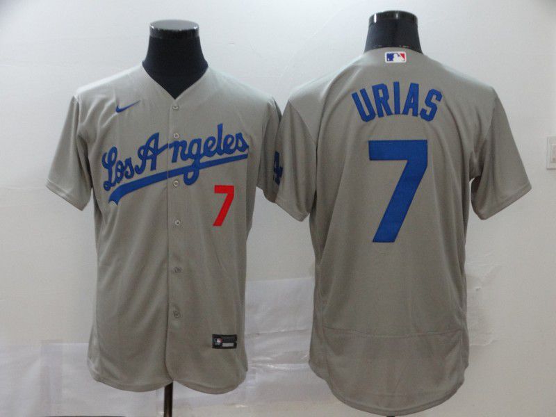 Men Los Angeles Dodgers 7 Urias Grey Nike Elite MLB Jerseys